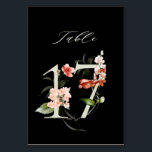 Numéro De Table Élégant Botanique Floral Numéro 17, Noir<br><div class="desc">COULEUR ARRIÈRE - PLAN CHANGEABLE | Cette carte de numéro de table comporte un numéro vert orné d'illustrations aquarelles de fleurs et de feuilles en pêche, rose, rouge, terre cuite et vert. Ce numéro de table est parfait pour les mariages, diplômes, baby showers, douches nuptiales, anniversaires et autres événements. Tableau...</div>