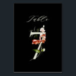 Numéro De Table Élégant Botanique Floral Numéro 7, Noir<br><div class="desc">COULEUR ARRIÈRE - PLAN CHANGEABLE | Cette carte de numéro de table comporte un numéro vert clair à l'eau décoré d'illustrations de fleurs et de feuilles en rose roux, rouge, terre cuite et vert. Ce numéro de table est parfait pour les mariages, diplômes, baby showers, douches nuptiales, anniversaires et autres...</div>