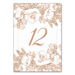Numéro De Table Élégant botanique Floral or Rose cuivre