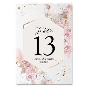 Numéro De Table Elégant cadre floral rose pastel Fancy