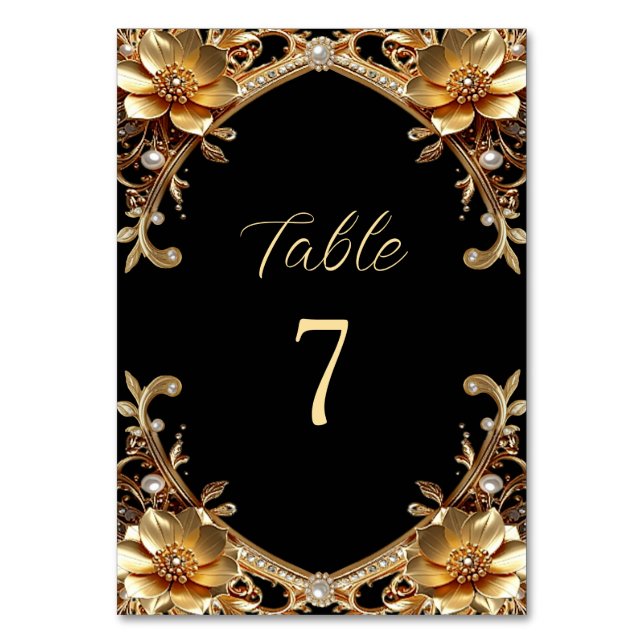 Numéro de table élégant cadre or (Par défaut)