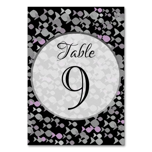Numéro De Table Élégant Chic Argent et Noir Poisson Océan Mariage (Par défaut)