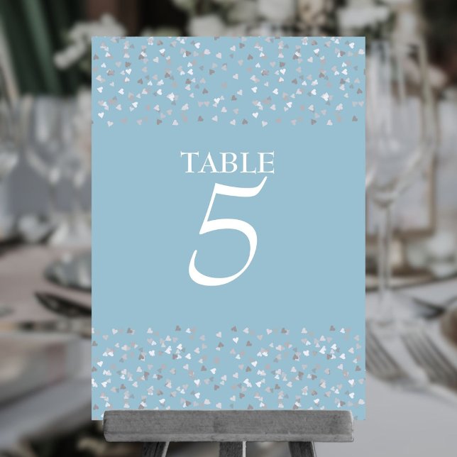 Numéro De Table Élégant chic moderne cœurs confettis  (Elegant Modern Chic Love Hearts Confetti Table Number)