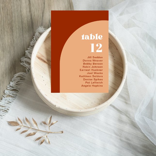 Numéro De Table Élégant Chic Pêche Terre Cuite Arch Boho Mariage (Elegant chic peach terracotta arch table numbers guide seating with warm boho charm.)