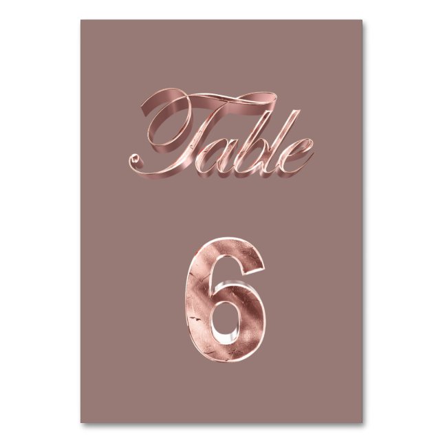 Numéro De Table Élégant Chic Rose Gold Party Invités Tableau Numér (Par défaut)