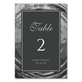 Numéro De Table Élégant Chrome Liquide Argenté Eau Mariage