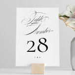Numéro De Table Élégant classique noir sur blanc Mariage de callig<br><div class="desc">Numéro de tableau - élégant et impressionnant - partie d'une collection</div>