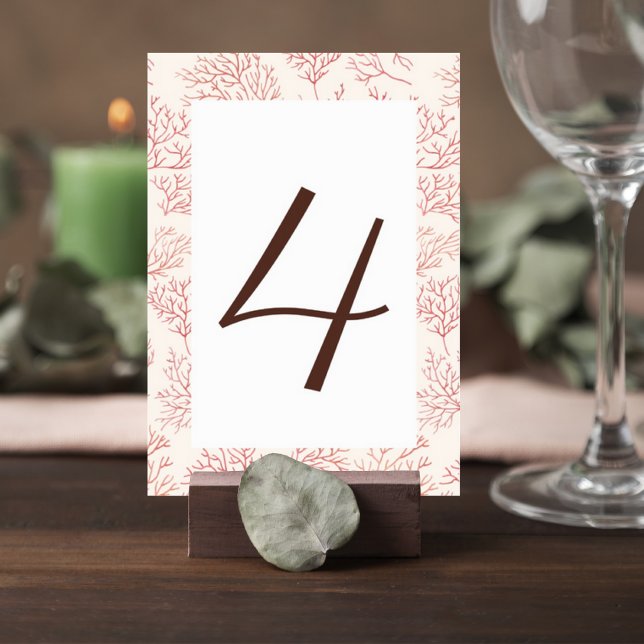 Numéro De Table Elegant Coral Reef Wedding Table Number Card (Créateur téléchargé)