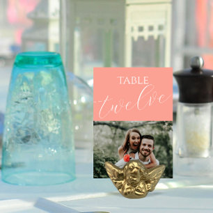 Numéro De Table Élégant Coral rose Mariage Photo