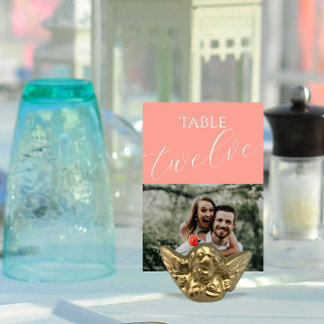 Numéro De Table Élégant Coral rose Mariage Photo