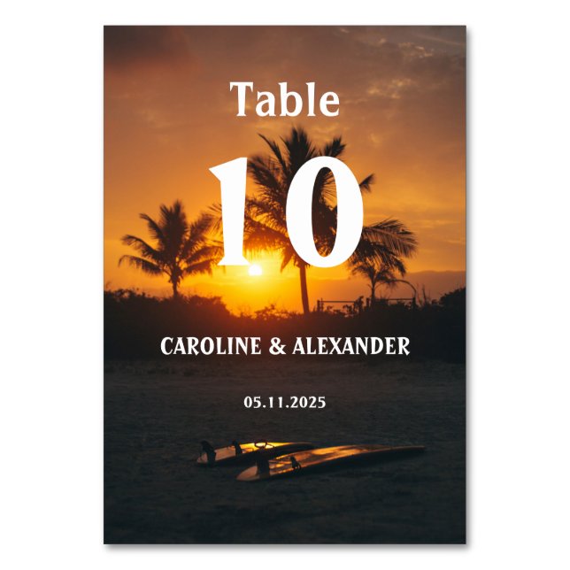 Numéro De Table Elégant coucher de soleil d'été Plage tropicale Ha (Par défaut)