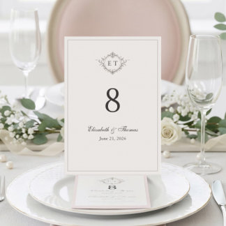 Numéro De Table Elegant Country Monogram Wedding Table Number