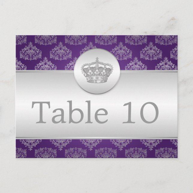 Numéro de table élégant Couronne Royale Violet (Devant)