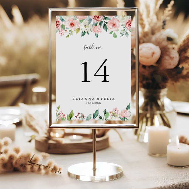 Numéro De Table Élégant Dainty Automne Mariage Floral (Créateur téléchargé)