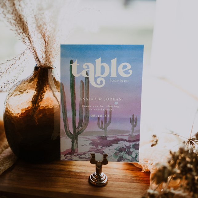 Numéro De Table Élégant désert | Cactus Green Mariage personnalisé (Créateur téléchargé)