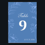 Numéro De Table Elegant Dusty Blue Floral Line Art Wedding<br><div class="desc">Guide your guests to their seats in style with this elegant dusty blue floral line art wedding table number card. Featuring delicate fine art botanical illustrations framing clean, modern typography, this design effortlessly brings a touch of timeless luxury and minimalist sophistication to your reception decor. Easily customize the table number...</div>