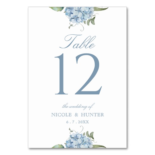 Numéro De Table Elegant Dusty Blue Hydrangea Wedding Table Number (Par défaut)