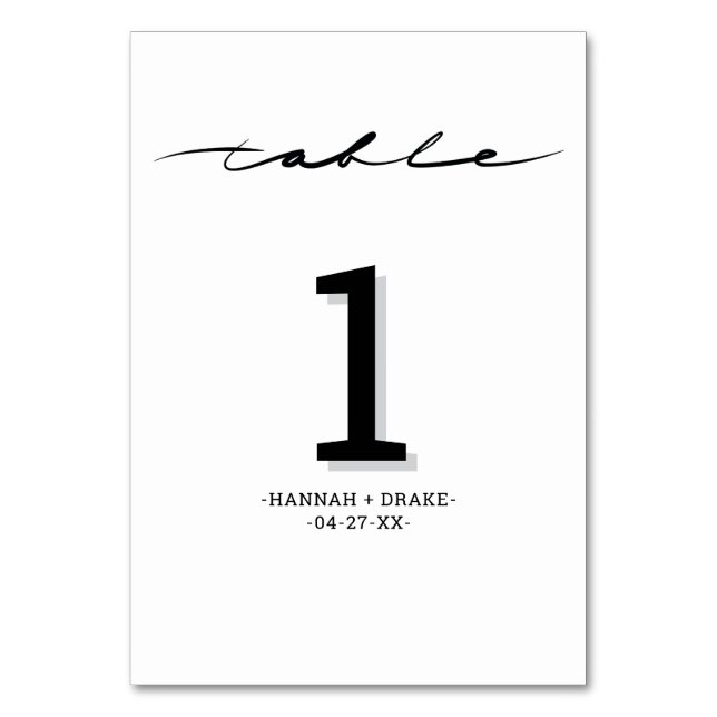 Numéro de table élégant écrit à la main (Par défaut)