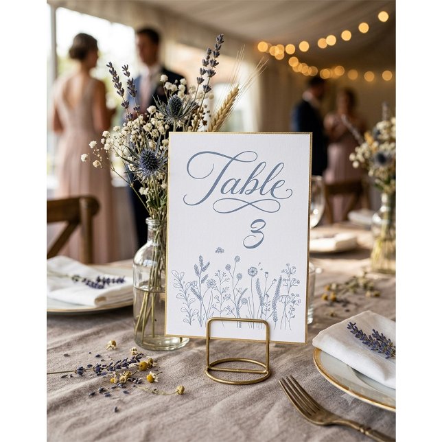 Numéro de table élégant écrit à la main avec fleur (Créateur téléchargé)