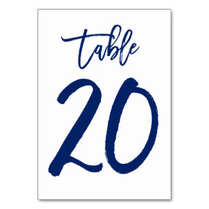 Numéro de table élégant écrit à la main Navy   Tab