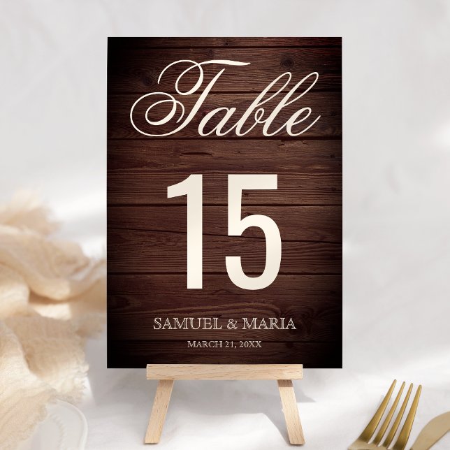 Numéro De Table Élégant écriture rustique bois mariage (Créateur téléchargé)
