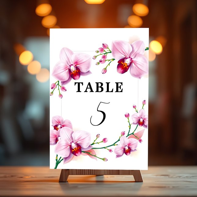 Numéro De Table Élégant élégant cadre d'orchidées roses (Créateur téléchargé)
