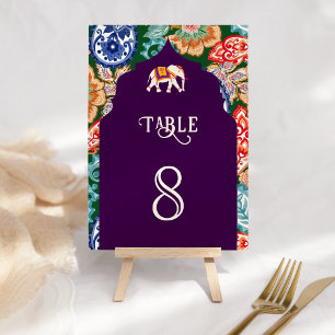 Numéro De Table Élégant éléphant d'art folklorique indien aubergin