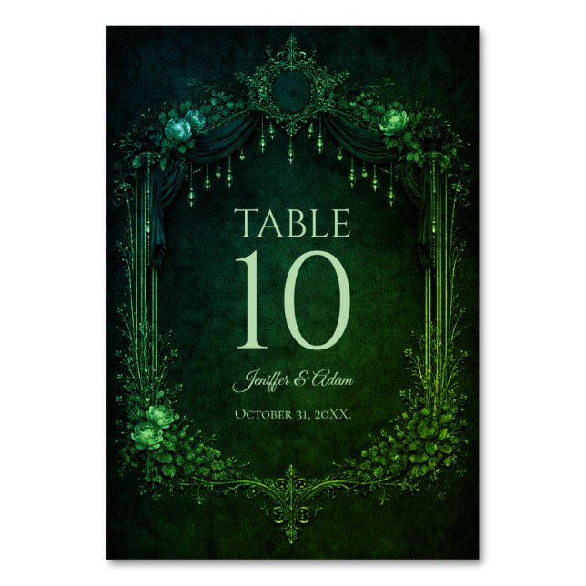 Numéro De Table Elegant emerald Gothic Wedding Table number (Par défaut)