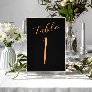 Numéro de table élégant en cuivre pailleté noir