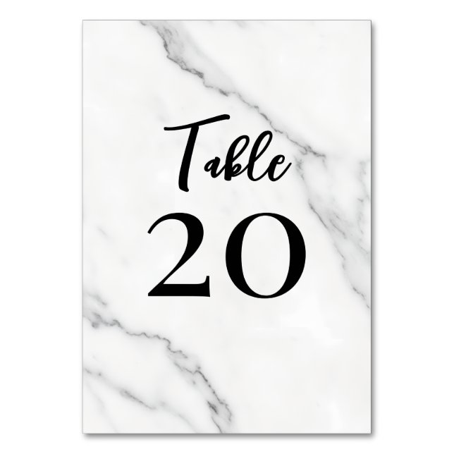 Numéro de table élégant en marbre et écriture noir (Par défaut)