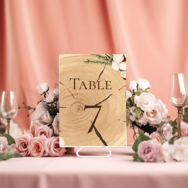 Numéro De Table Élégant et chic Rustique Mariage coupe bois (Créateur téléchargé)