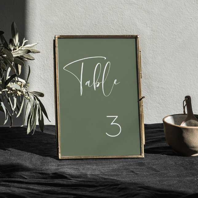 Numéro De Table Élégant et moderne mariage vert foncé (Créateur téléchargé)
