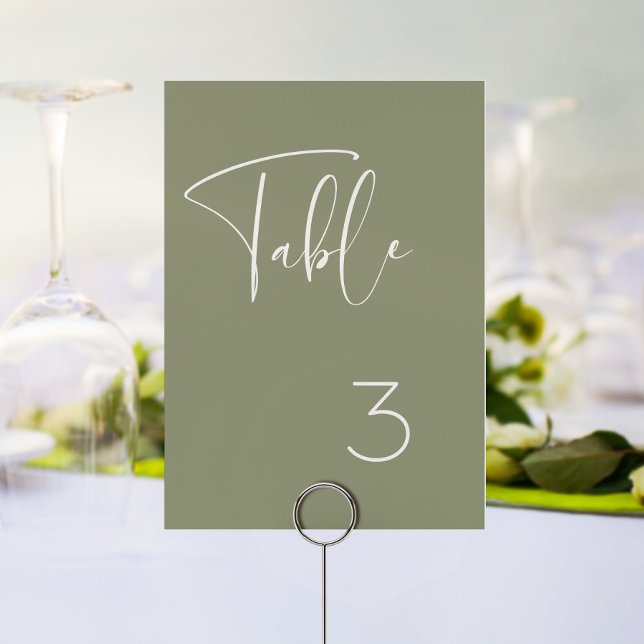 Numéro De Table Elégant et moderne mariage vert sauge (Créateur téléchargé)