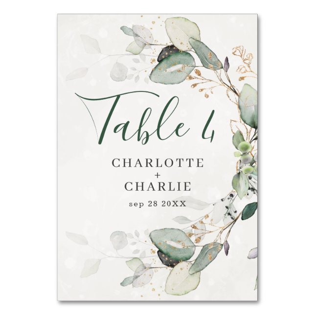 Numéro De Table Elegant Eucalyptus Greenery Rustic Chic (Par défaut)