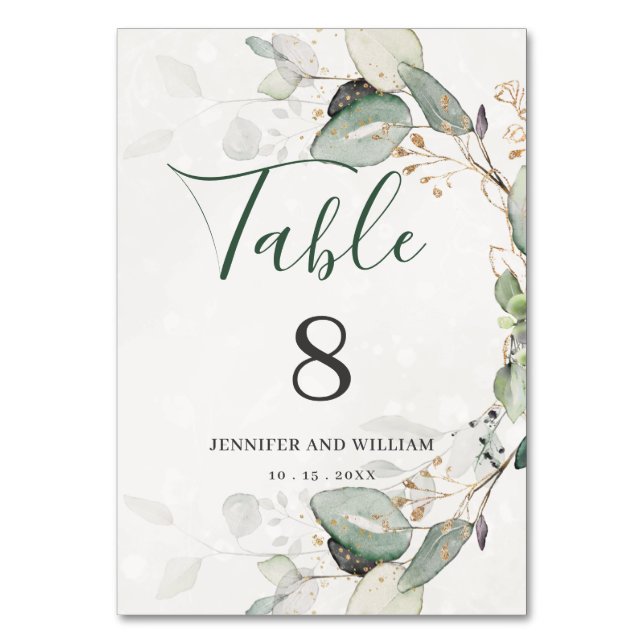 Numéro De Table Elegant Eucalyptus Greenery Rustic White (Par défaut)