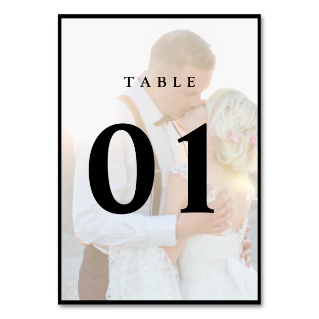 Numéro De Table Elégant Faux Vellum Overlay Photo Mariage Table N (Par défaut)