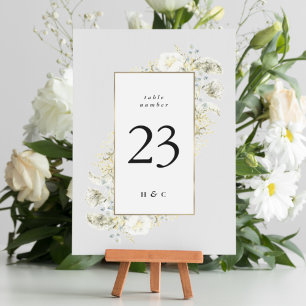 Numéro De Table Élégant Fleur sauvage encadré or Mariage Edging