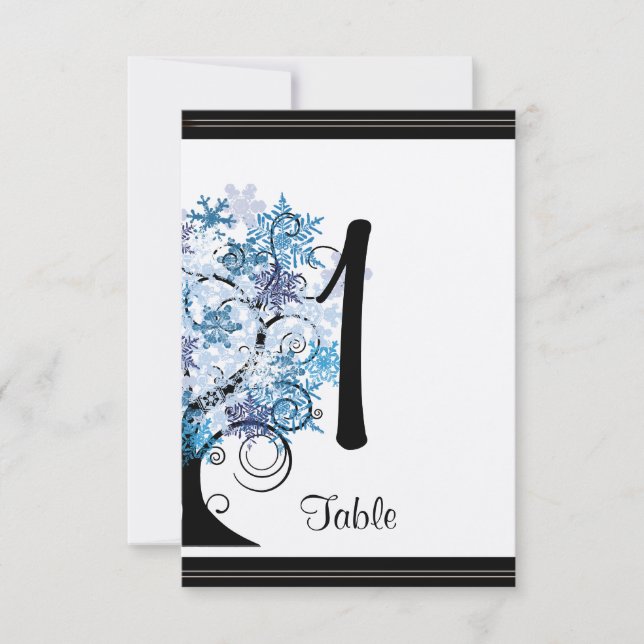 Numéro de Table Élégant Flocon de Neige Fantaisist (Devant)