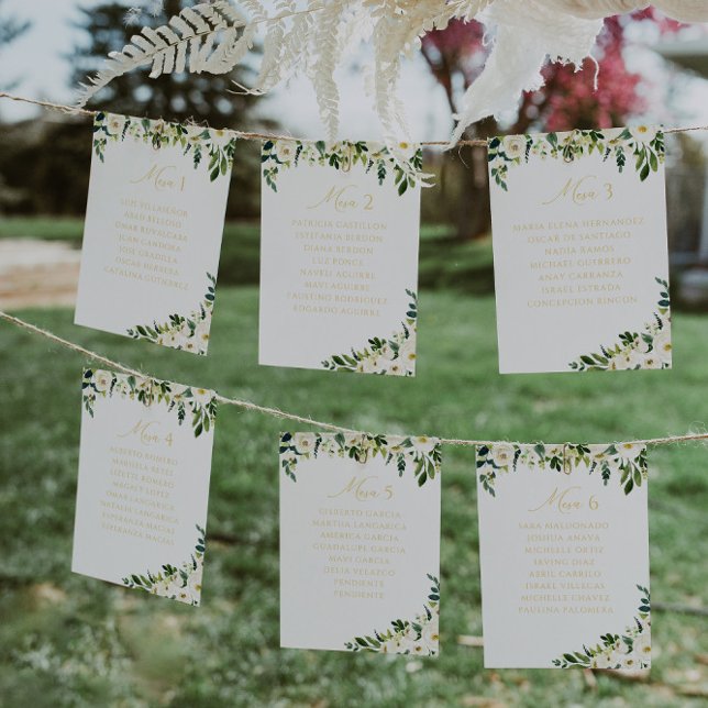 Numéro De Table Élégant floral blanc | MARIAGE (Créateur téléchargé)