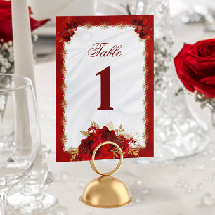 Numéro De Table Élégant Floral Blanc Roses Mariage