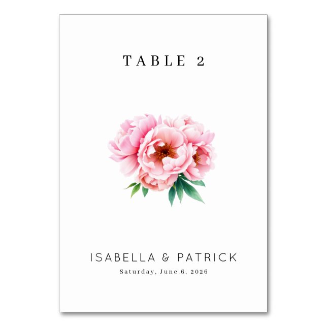 Numéro De Table Élégant floral rose (Par défaut)