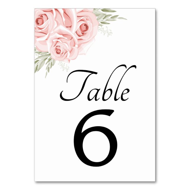 Numéro De Table Élégant floral rose rose mariage blush  (Par défaut)