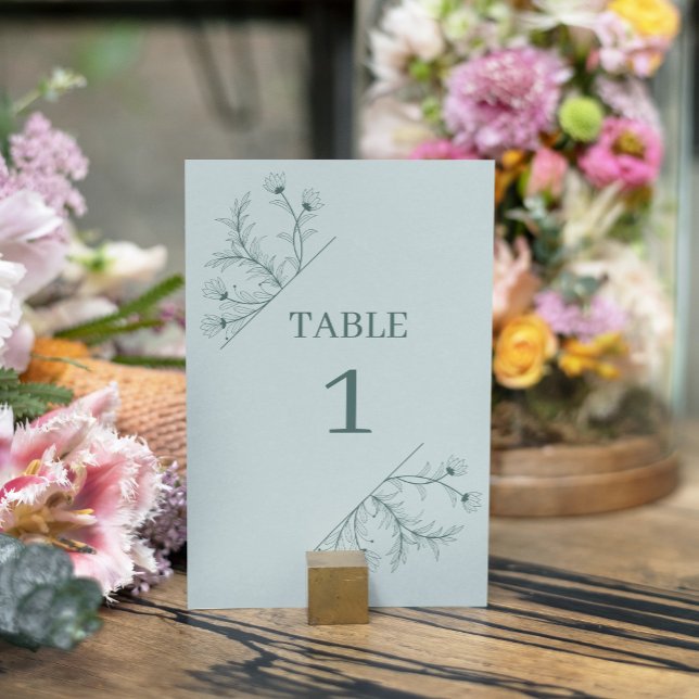 Numéro De Table Élégant Floral Turquoise Mariage (Créateur téléchargé)