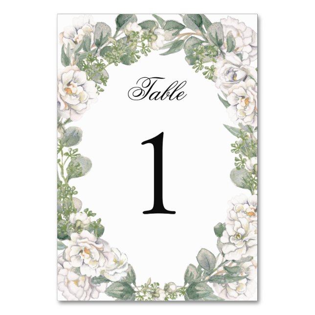 Numéro de table élégant floral vert sauge (Par défaut)