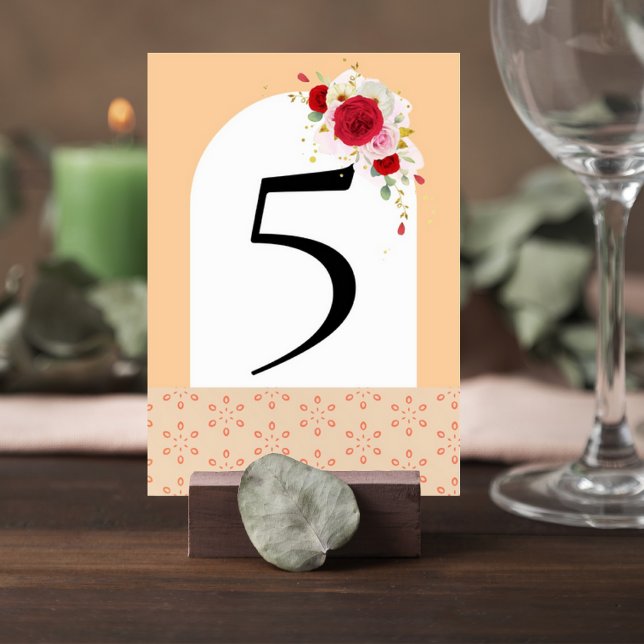 Numéro De Table Elegant Floral Wedding Table Number Card (Créateur téléchargé)