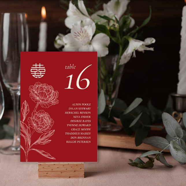 Numéro De Table Elégant Flower Double Xi Guest Names Numéro de tab (Elegant Flower Double Xi Guest Names Table Number)
