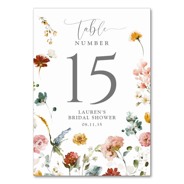 Numéro De Table Elegant Garden Flowers Bridal Shower Table Number (Par défaut)