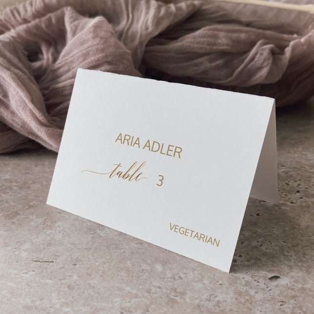 Numéro De Table Elégant Gold Calligraphy Menu Option Place Cards (Créateur téléchargé)