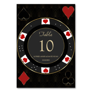Numéro De Table Elegant Gold Casino Poker Mariage Chip