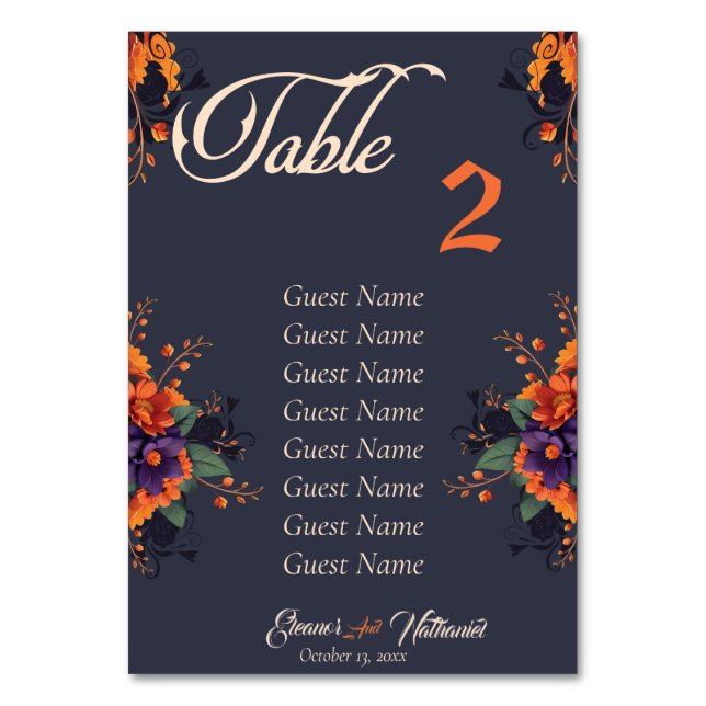 Numéro de table Elegant Gothic Floral avec carte d (Par défaut)